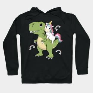 Unicorn Riding Dinosaur Funny Unicorns Party Cute T-Rex Hoodie